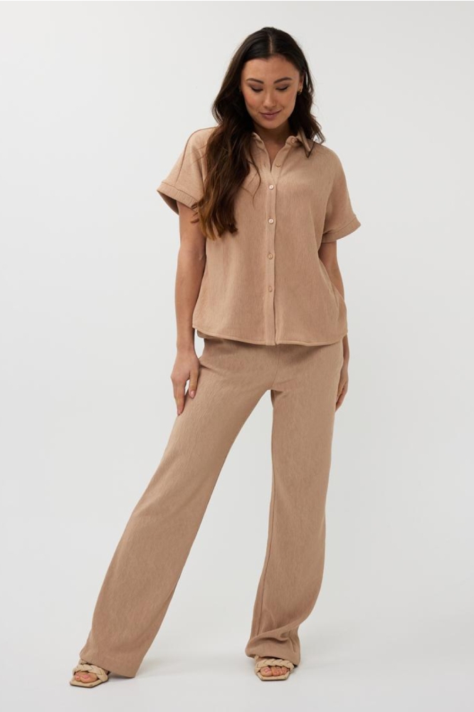 TROUSERS FANCY CRINKLE SP25 30017 183 Dark Sand